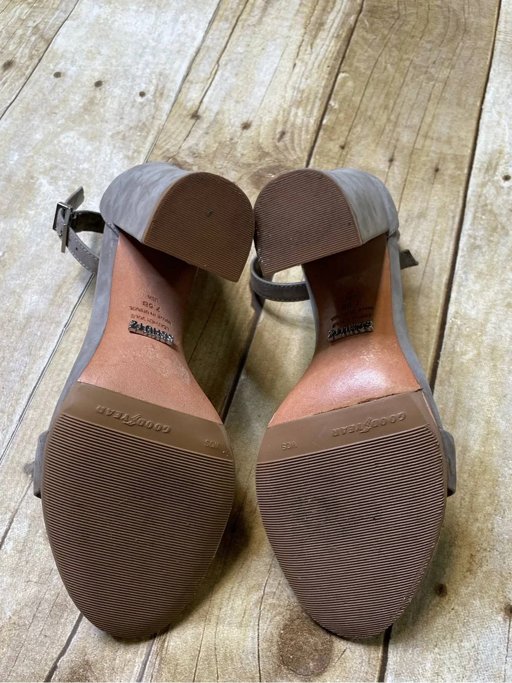 Schutz Gray Block Heel Strap Sandal - Picture 6 of 11